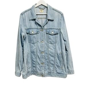 Gap 1969 Oversized Icon Jacket Womens Large Light Indigo Denim Button Pockets